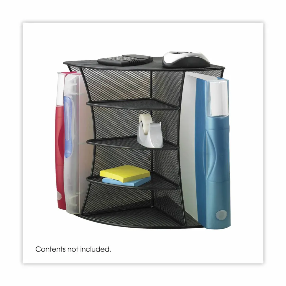 Safco Onyx Mesh Corner Organizer, Six Sections, 15 x 11 x 13, Black