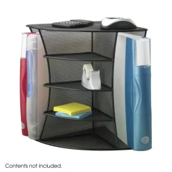 Safco Onyx Mesh Corner Organizer, Six Sections, 15 x 11 x 13, Black