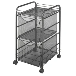 Safco Onyx Mesh File Cart With 2 File Drawers, 27-1/2"H x 15-1/4"W x 17-1/2"D, Black