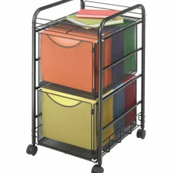 Safco Onyx Mesh File Cart With 2 File Drawers, 27-1/2