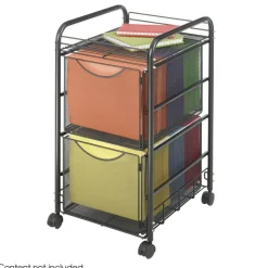 Safco Onyx Mesh File Cart With 2 File Drawers, 27-1/2