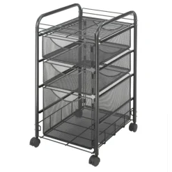Safco Onyx Mesh File Cart With 1 File Drawer And 2 Small Drawers, 27 1/2