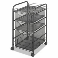 Safco Onyx Mesh File Cart With 1 File Drawer And 2 Small Drawers, 27 1/2