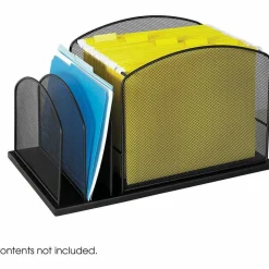 Safco Onyx Mesh Hanging File Desk Organizer With 2 Upright Sections, 11 1/2"H x 19 1/4"W x 11 1/2"D, Black