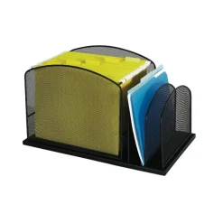 Safco Onyx Mesh Hanging File Desk Organizer With 2 Upright Sections, 11 1/2