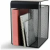 Safco Onyx Mesh Hanging Organizer, Solid Top 3-Section Vertcal, Black