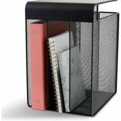 Safco Onyx Mesh Hanging Organizer, Solid Top 3-Section Vertcal, Black