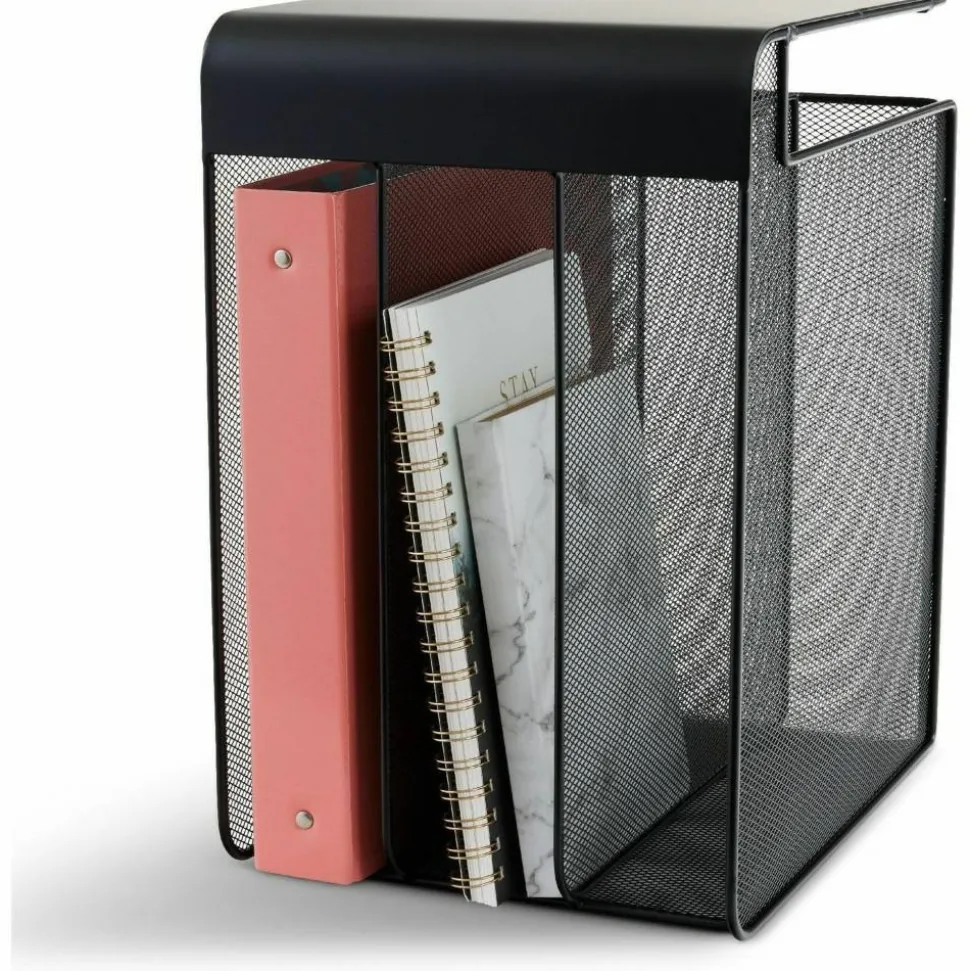 Safco Onyx Mesh Hanging Organizer, Solid Top 3-Section Vertcal, Black