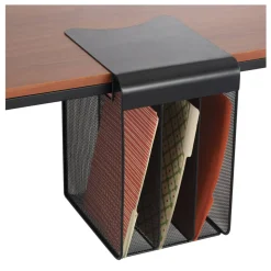 Safco Onyx Mesh Hanging Organizer, Solid Top 3-Section Vertcal, Black