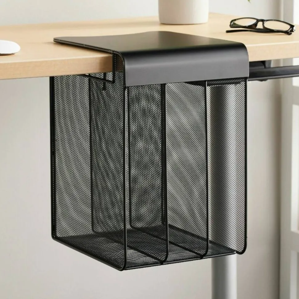 Safco Onyx Mesh Hanging Organizer, Solid Top 3-Section Vertcal, Black