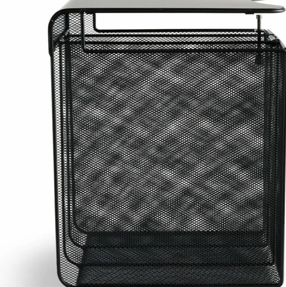 Safco Onyx Mesh Hanging Organizer, Solid Top 3-Section Vertcal, Black