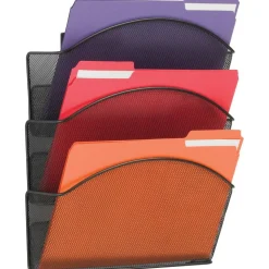 Safco Onyx Mesh Letter-Size Triple Wall Pocket, 17 1/4"H x 12"W x 3 1/4"D, Black