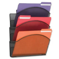 Safco Onyx Mesh Letter-Size Triple Wall Pocket, 17 1/4