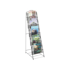 Safco Onyx 5-Pocket Steel Literature Floor Rack, 46" x 18 1/2" x 12 1/2", Black