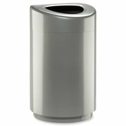 Safco Open Top Round Waste Receptacle, 30 gal, Steel, Silver