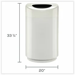 Safco Open Top Round Waste Receptacle, 30 gal, Steel, White