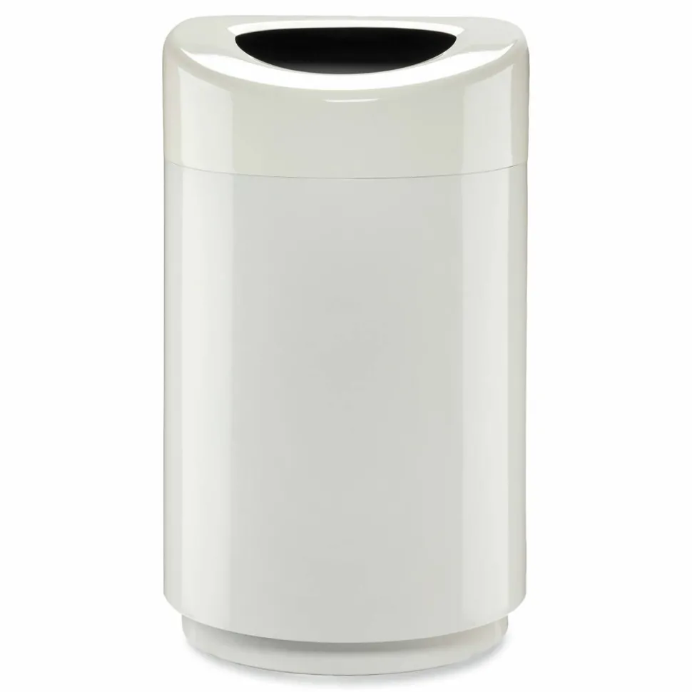 Safco Open Top Round Waste Receptacle, 30 gal, Steel, White