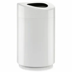 Safco Open Top Round Waste Receptacle, 30 gal, Steel, White