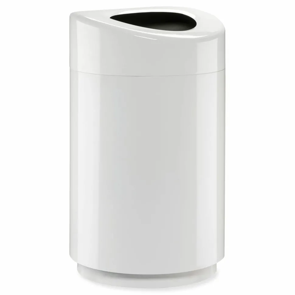 Safco Open Top Round Waste Receptacle, 30 gal, Steel, White