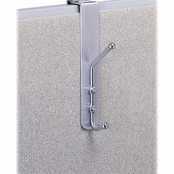 Safco Over-The-Panel Double-Garment Coat Hook, 8-1/2"H x 1-1/2"W x 4-1/4"D, Silver