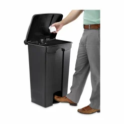 Safco Plastic Step-On Receptacle, 23 Gallon, Black