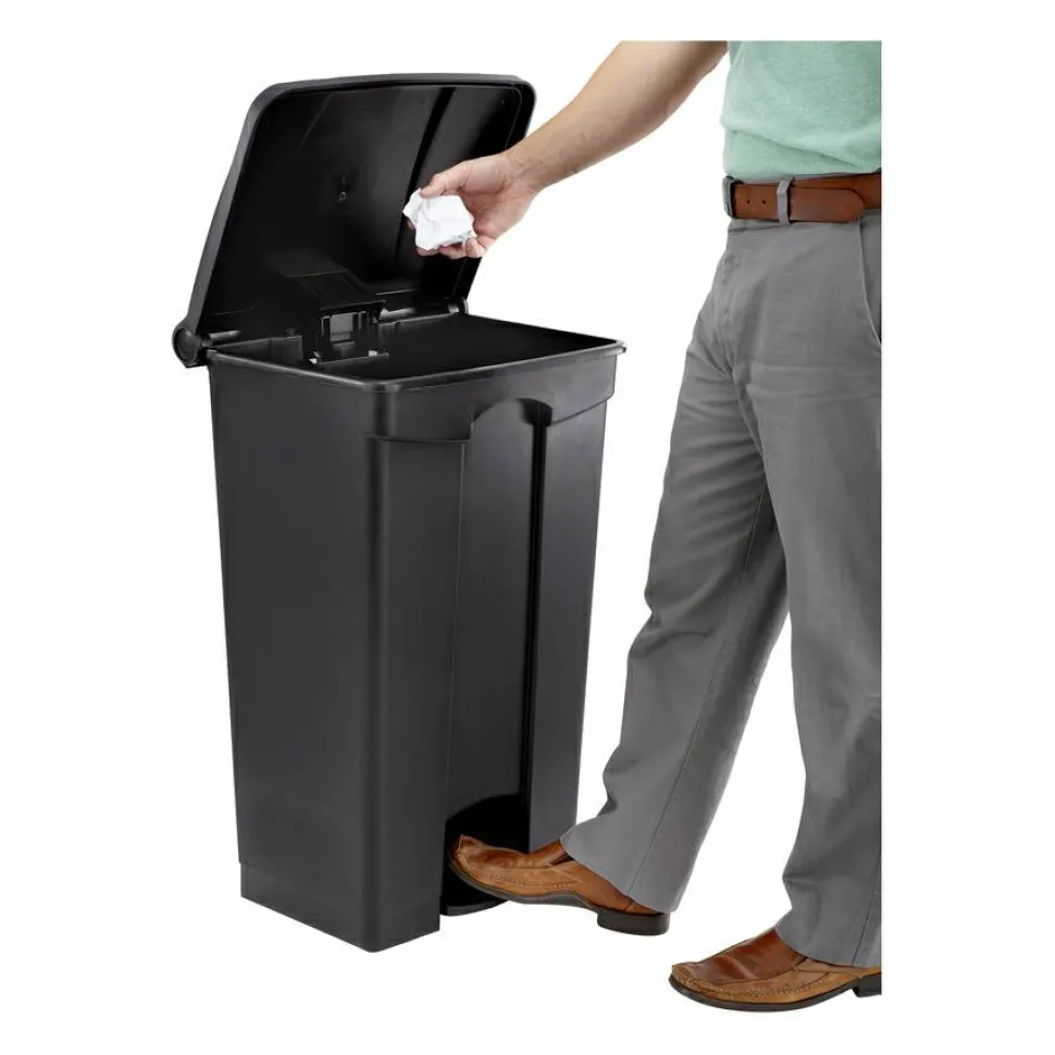 Safco Plastic Step-On Receptacle, 23 Gallon, Black