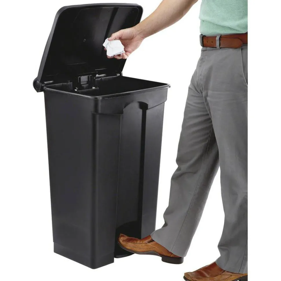 Safco Plastic Step-On Receptacle, 23 Gallon, Black