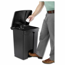 Safco Plastic Step-On Receptacle, 17 Gallon, Black