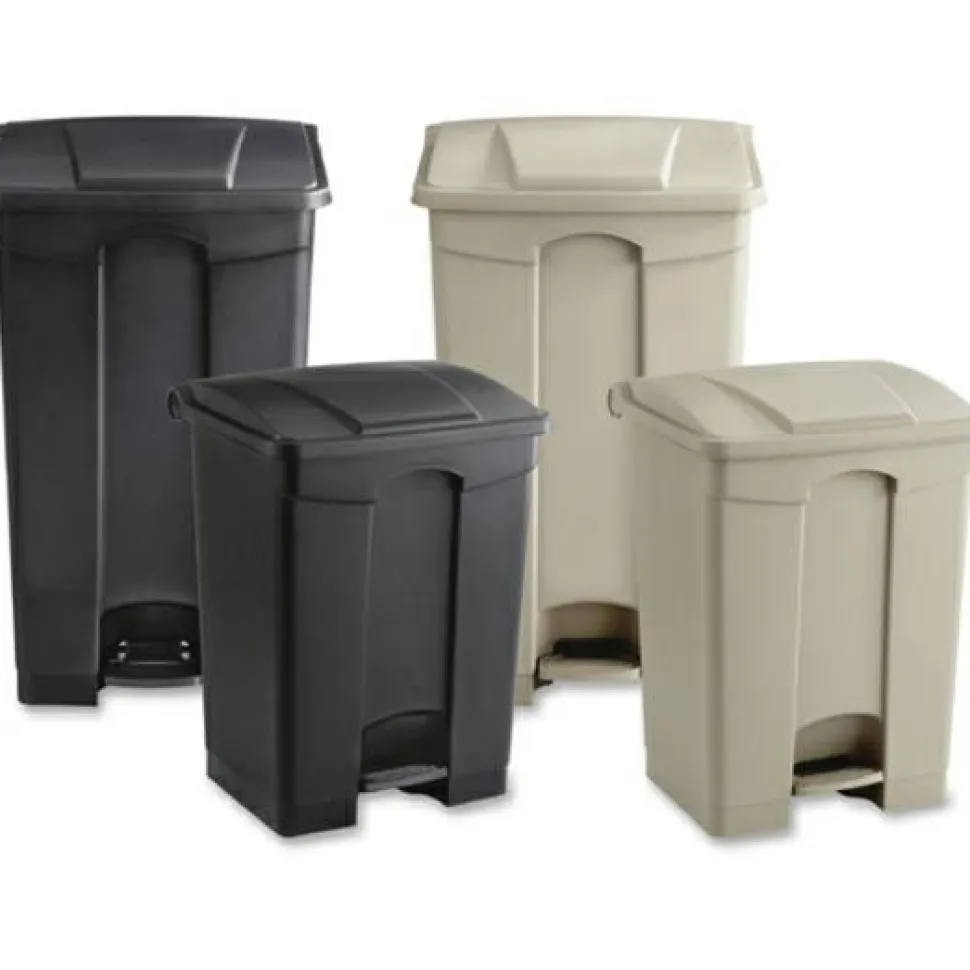 Safco Plastic Step-On Receptacle, 17 Gallon, Black