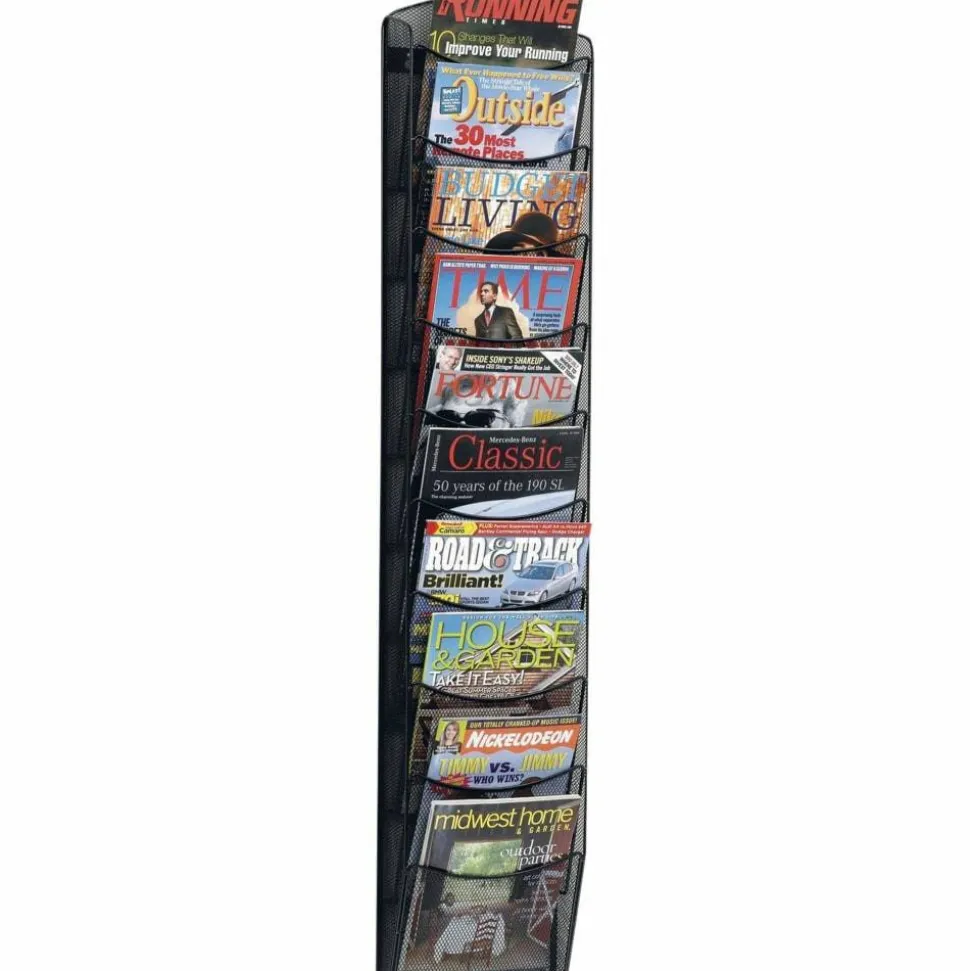 Safco 10-Pocket Mesh Magazine Rack, Black