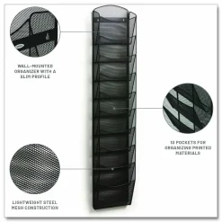 Safco 10-Pocket Mesh Magazine Rack, Black