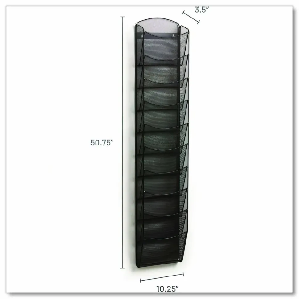 Safco 10-Pocket Mesh Magazine Rack, Black