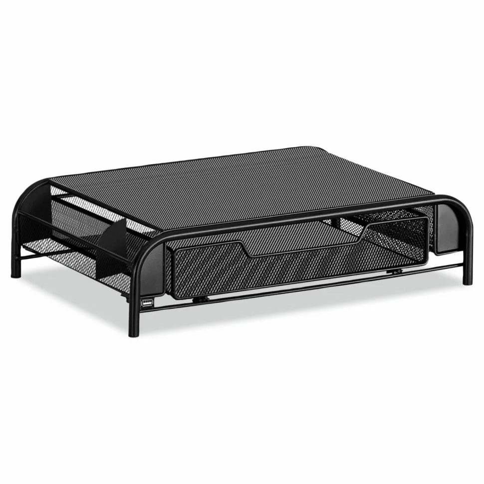 Safco Powered Onyx Monitor Stand, 18.25" x 11.75" x 4.5", Black