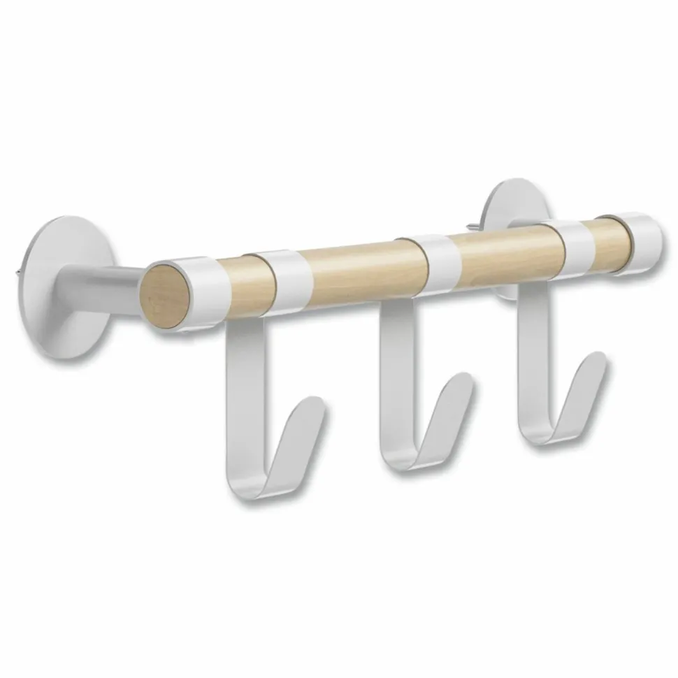 Safco Resi Coat Wall Rack, 3 Hook, 19.75w x 4.25d x 6h, White