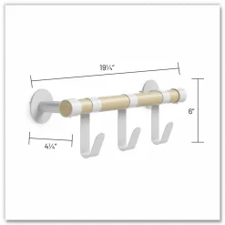 Safco Resi Coat Wall Rack, 3 Hook, 19.75w x 4.25d x 6h, White