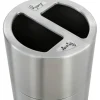 Safco Round Aluminum Dual Recycling Receptacle, 30 Gallons, 17 1/2" x 32 1/2", Stainless Steel