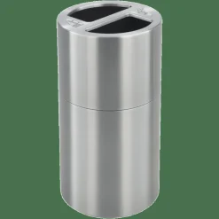 Safco Round Aluminum Dual Recycling Receptacle, 30 Gallons, 17 1/2