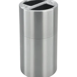 Safco Round Aluminum Dual Recycling Receptacle, 30 Gallons, 17 1/2