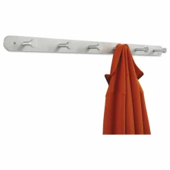 Safco Rounded Design Coat Hooks, 2"H x 36"W x 2 3/4"D, Silver