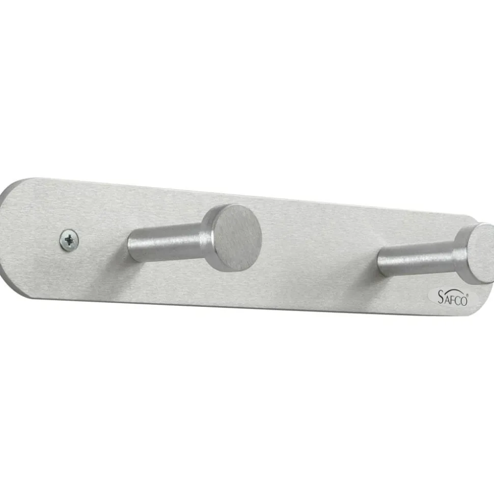 Safco Rounded Nail-Head Wall Mount Coat Rack, 2"H x 12"W x 2-3/4"D, Silver