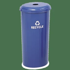 Safco Round Recycling Receptacle With Lid, 20 Gallons, Blue