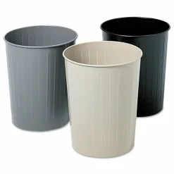 Safco Round Wastebasket, 5 7/8 Gallons, Black