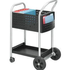 Safco Scoot Mail Cart, 40 1/2"H x 22"W x 27"D, Silver/Black