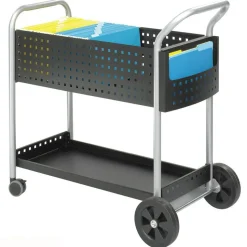 Safco Scoot Mail Cart, 40 3/4"H x 22 1/2"W x 39 1/2"D, Silver/Black