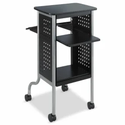 Safco Scoot Presentation Cart, 50 lb Capacity, 4 Shelves, 21.5" x 30.25" x 40.5", Black