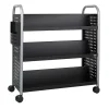 Safco Scoot Steel Book Cart, 6 Double-Sided Shelves, 41 1/2"H x 41 1/4"W x 17 1/4"D, Black