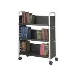 Safco Scoot Steel Book Cart, 3 Single-Sided Shelves, 45