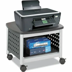 Safco Scoot Under-Desk Printer Stand, 14-1/2"H x 20-1/4"W x 16-1/2"D, Black/Silver