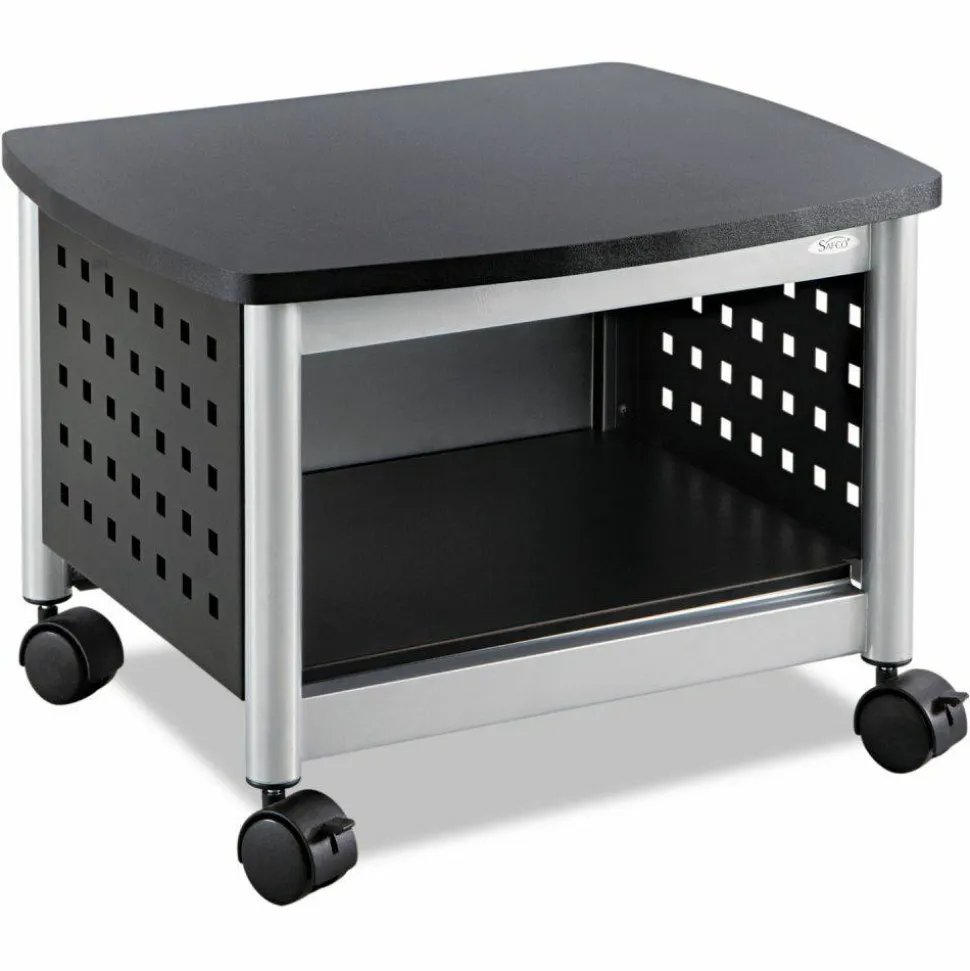 Safco Scoot Under-Desk Printer Stand, 14-1/2"H x 20-1/4"W x 16-1/2"D, Black/Silver