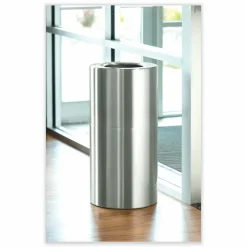 Safco Single Recycling Receptacle, 20 gal, Steel, Brushed Aluminum